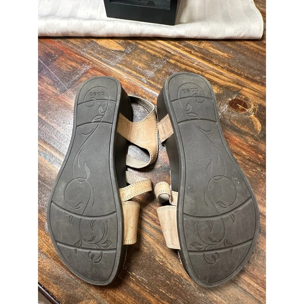 Abeo Quartz B.I.O.system Sandals Tan Leather Wedge Strappy Womens 8N A8Q52670